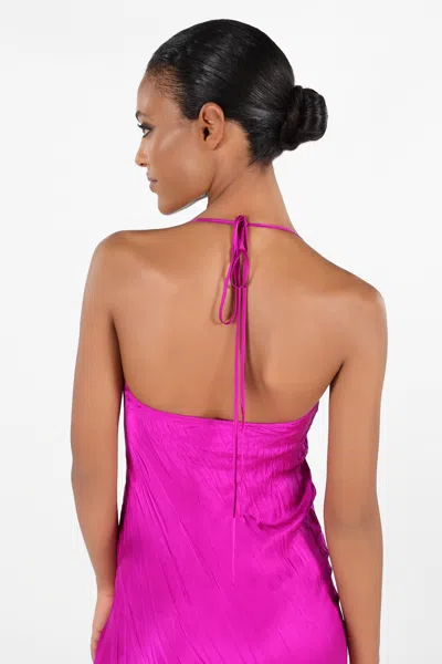 Roberto Cavalli Langes Kleid Aus Knitterseide In Fuchsia