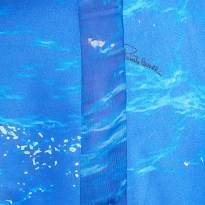 Roberto Cavalli Seidenkleid Stretto Di Messina Print In Blue