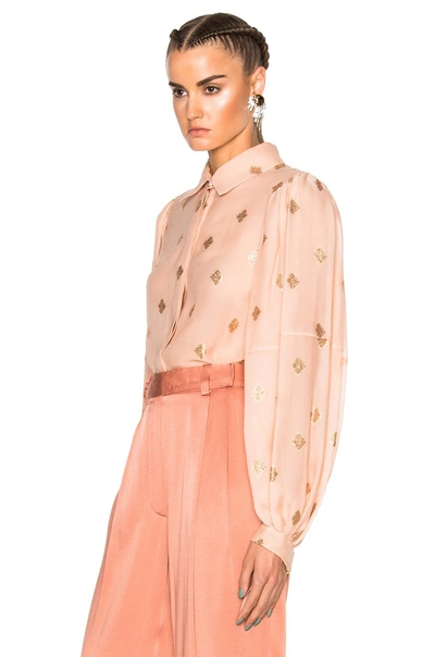 Shop Lanvin Printed Blouse In Nude