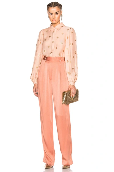 Shop Lanvin Printed Blouse In Nude