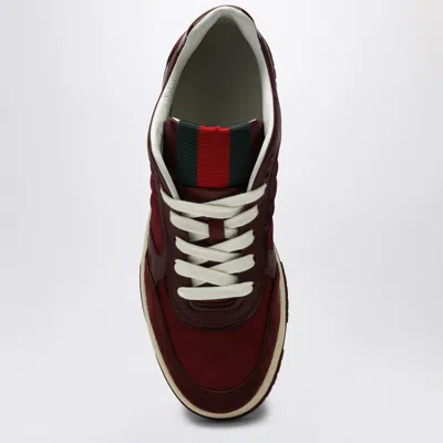 Gucci Burgundy Leather And Gg Supreme Fabric Re-web Sneakers
