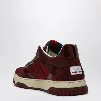 Gucci Burgundy Leather And Gg Supreme Fabric Re-web Sneakers