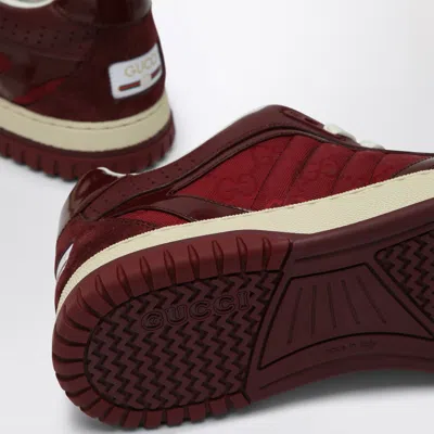 Gucci Burgundy Leather And Gg Supreme Fabric Re-web Sneakers