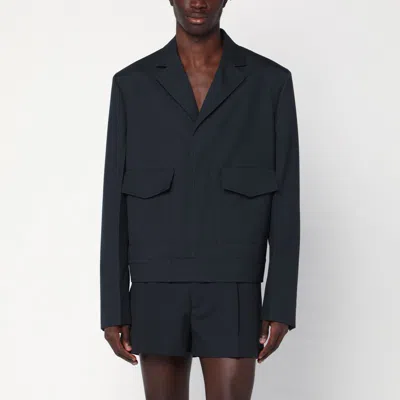 Gucci Dark Grey Jacket In Wool Gabardine Men In Grey