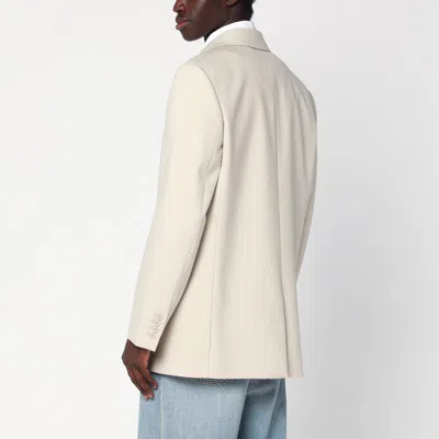 Saint Laurent Light Beige Single-breasted Wool Jacket In Neutral