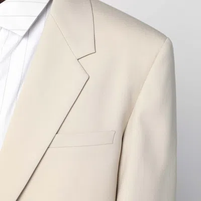 Saint Laurent Light Beige Single-breasted Wool Jacket In Neutral