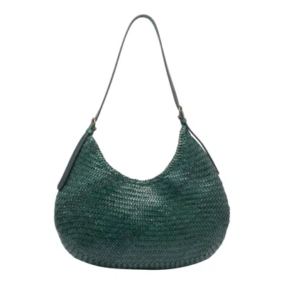 Dragon Diffusion Curved Woven Texture Shoulder Bag In Green