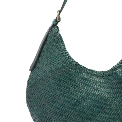 Dragon Diffusion Curved Woven Texture Shoulder Bag In Green