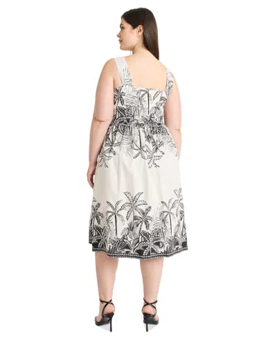 Maggy London Plus Size Printed Fit & Flare Midi Dress In Black,white