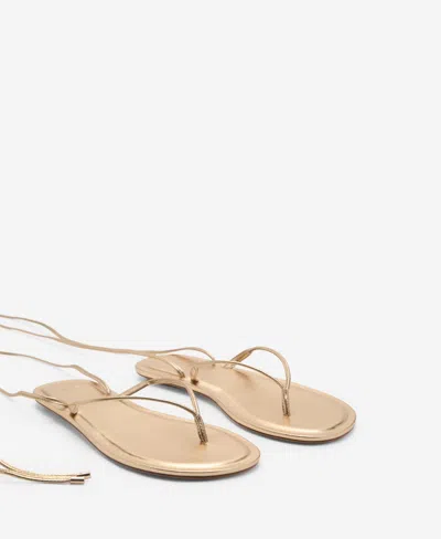 Mango Strips Sandals Gold In Pink