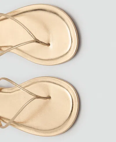 Mango Strips Sandals Gold In Pink