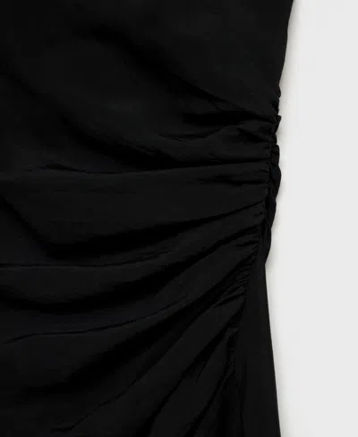 Mango Gathered Waist Detail Midaxi Dress In Black