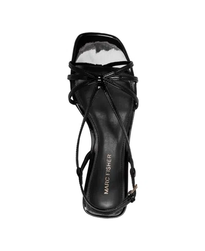Marc Fisher Women's Raveny Strappy Kitten Heel Sandals In Black Patent