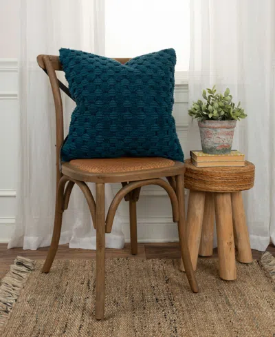 Rizzy Home Modern Industrial Geometric Woven Decorative Pillow, 20" X 20" In Teal