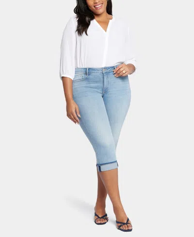 Nydj Womens Frayed Hem Denim Bootcut Jeans In Blue