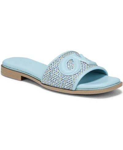 Naturalizer Women's Genevieve Open Square Toe Slide Sandals In Angel Blue Woven Fabric,faux Leather