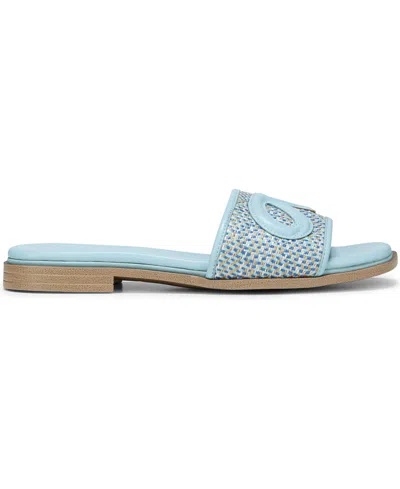 Naturalizer Women's Genevieve Open Square Toe Slide Sandals In Angel Blue Woven Fabric,faux Leather