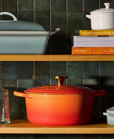 Le Creuset Signature 7.25-qt. Flamme Doree Round Dutch Oven With Crucible Knob In Flamme Dor