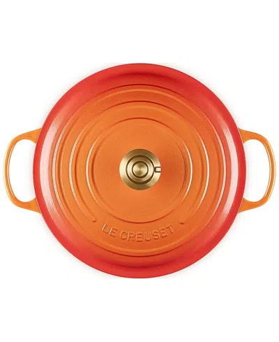 Le Creuset Signature 7.25-qt. Flamme Doree Round Dutch Oven With Crucible Knob In Flamme Dor