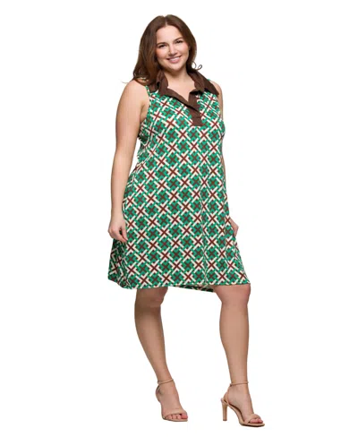 24seven Comfort Apparel Women's Sleeveless Collared Mini Dress In Multi