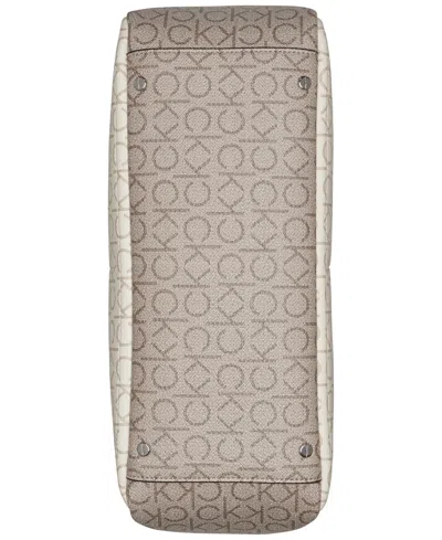 Calvin Klein Zoe Signature Chain Tote Bag In Blossom,vanilla Khaki,almuminum Taupe