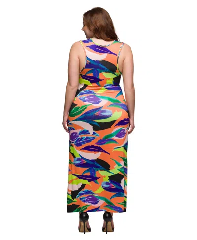 24seven Comfort Apparel Plus Size Razorback Tank Casual Maxi Dress In Multi