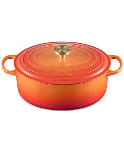 Le Creuset Signature 6.75-qt. Flamme Doree Oval Oven With Crucible Knob In Flamme Dor