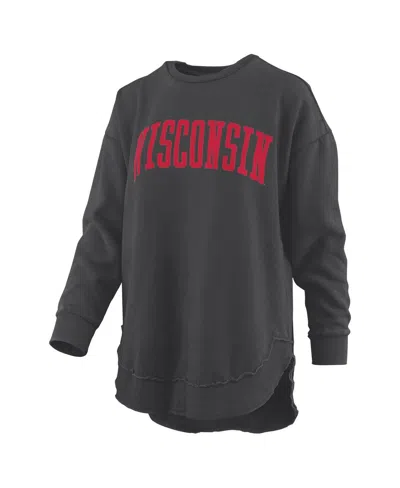 Pressbox Women's Black Texas Tech Red Raiders Melange Poncho Vintage Fleece Long Sleeve Pullover Sweatshirt In Black