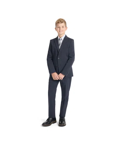 Kenneth Cole Reaction Big Boys Windowpane Print 2-piece Suit In Navy
