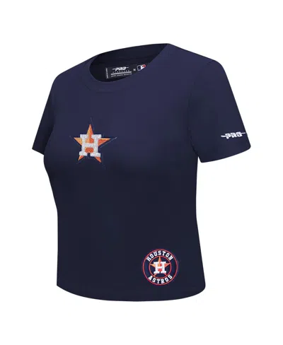 Pro Standard Women'sâ Navy Houston Astros Game Day Classics Baby Doll Cropped T-shirt In Blue