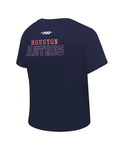 Pro Standard Women'sâ Navy Houston Astros Game Day Classics Baby Doll Cropped T-shirt In Blue