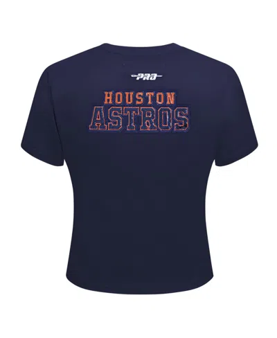 Pro Standard Women'sâ Navy Houston Astros Game Day Classics Baby Doll Cropped T-shirt In Blue
