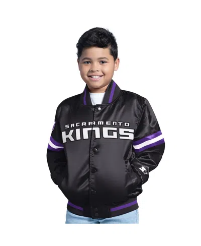 Starter Big Boys And Girls Black Sacramento Kings Scrimmage Full-snap Varsity Jacket In Black
