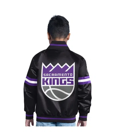 Starter Big Boys And Girls Black Sacramento Kings Scrimmage Full-snap Varsity Jacket In Black