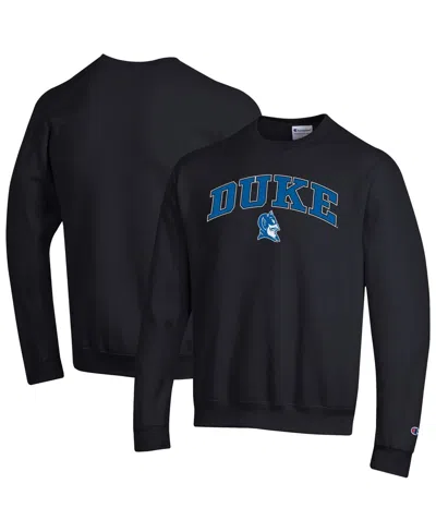 Champion Men's Black Duke Blue Devils Arch Over Logo Pullover Sweatshirt In Black