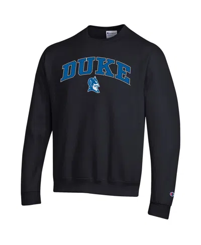 Champion Men's Black Duke Blue Devils Arch Over Logo Pullover Sweatshirt In Black