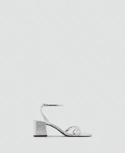 Mango Women's Crossed Strap Heeled Sandals In Silver