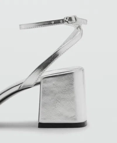 Mango Women's Crossed Strap Heeled Sandals In Silver