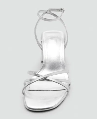 Mango Women's Crossed Strap Heeled Sandals In Silver