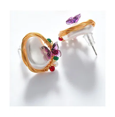 Sohi Women's Butterfly Stud Earrings In Gold