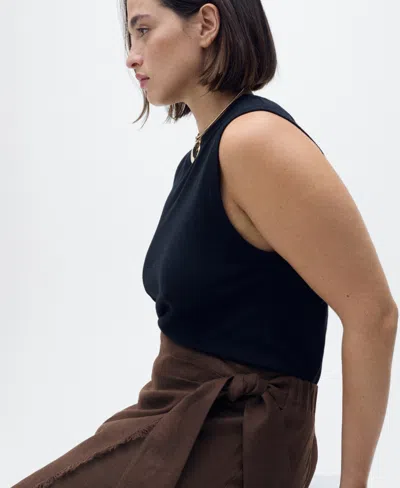 Mango Linen Wrap Skirt To Dark Brown In Brown