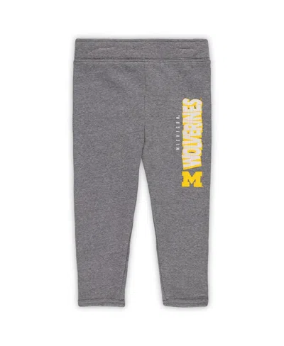 Outerstuff Girls Toddler Michigan Wolverines Clubhouseâ Pullover Hoodie And Legging Set In Navy,heather Gray