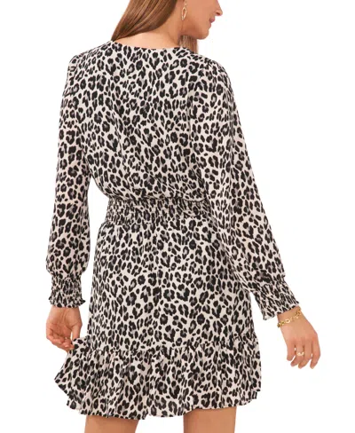 Vince Camuto Leopard Print Long Sleeve Dress In Multi