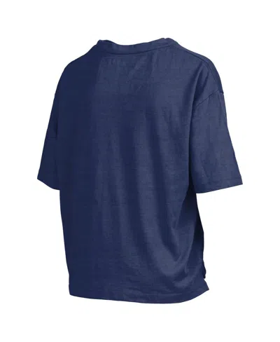 Pressbox Women'sâ Navy West Virginia Mountaineers Nelson Arch Over Logo Waist Length Oversized Slub T-shirt In Blue