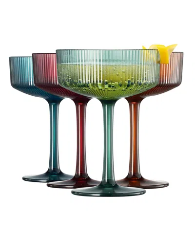 The Wine Savant Khen Art Deco Shatterproof Coupe Glasses, Set Of 4 In Multi Color