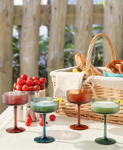 The Wine Savant Khen Art Deco Shatterproof Coupe Glasses, Set Of 4 In Multi Color