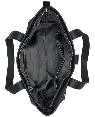 Calvin Klein Elora Nylon Top Zipper Tote Bag In Black,silver