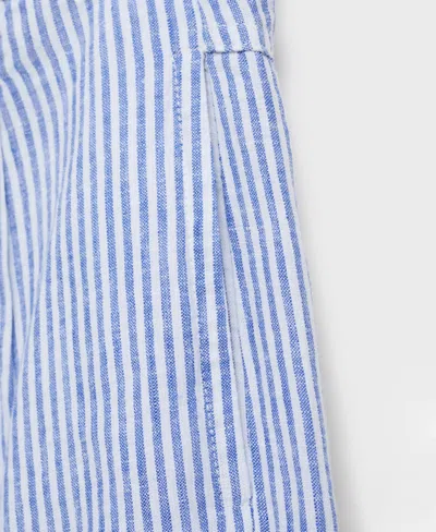 Mango Women's Striped Linen-blend Trousers Pants In Blue