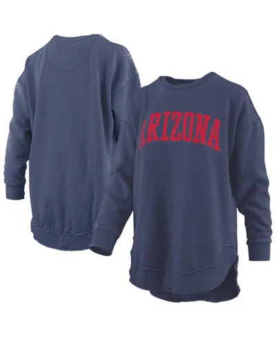 Pressbox Women's Navy Arizona Wildcats Melange Poncho Vintage Fleece Long Sleeve Pullover Sweatshirt In Blue