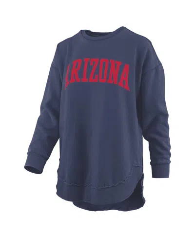 Pressbox Women's Navy Arizona Wildcats Melange Poncho Vintage Fleece Long Sleeve Pullover Sweatshirt In Blue